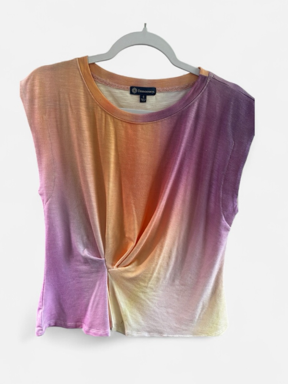 Democracy Twist-Front Ombre Tank in Purple, Orange & Yellow